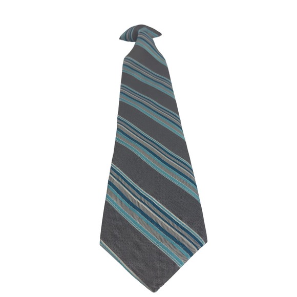 Youth Gray and Blue Clip on Tie - Picture 3 of 7